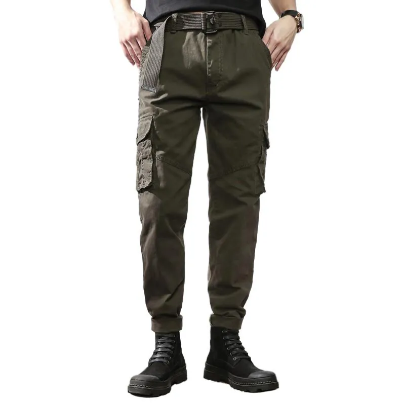 Men's Solid Loose Multi-Pocket Casual Cargo Pants 39124547Z sold by Manly