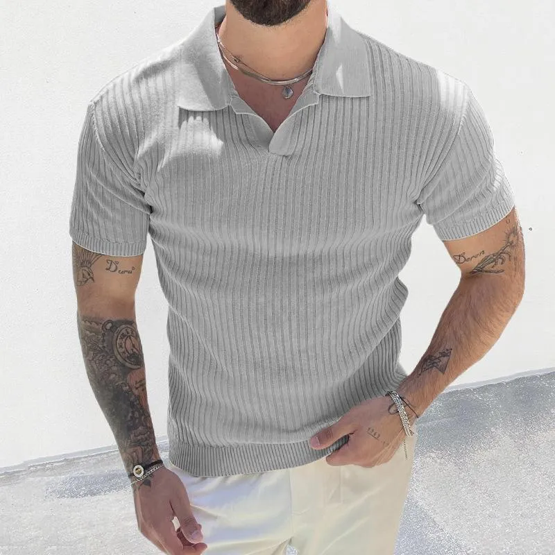Men's Solid Color Knitted Slim Fit Short-Sleeved Polo Shirt 46264707Y sold by Manly product image thumbnail 2