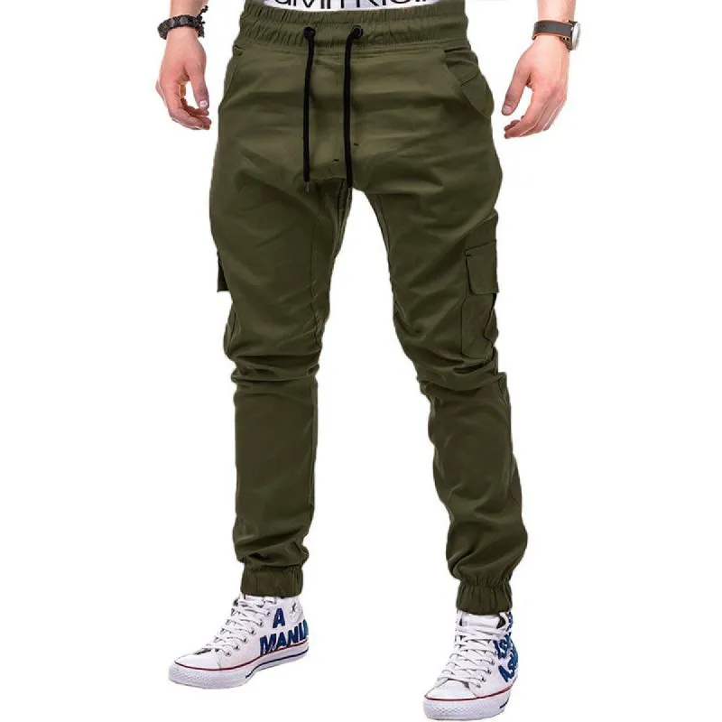 Men's Solid Multi-pocket Elastic Waist Cargo Pants 67999747Z sold by Manly