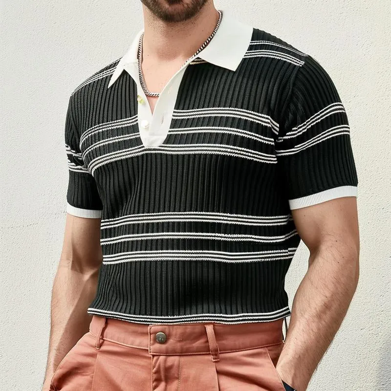 Men's Contrast Color Short-sleeved Knitted POLO Shirt 61646434X sold by Manly product image thumbnail 4