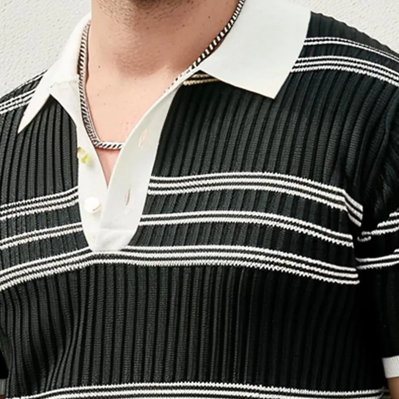 Men's Contrast Color Short-sleeved Knitted POLO Shirt 61646434X sold by Manly product image thumbnail 2