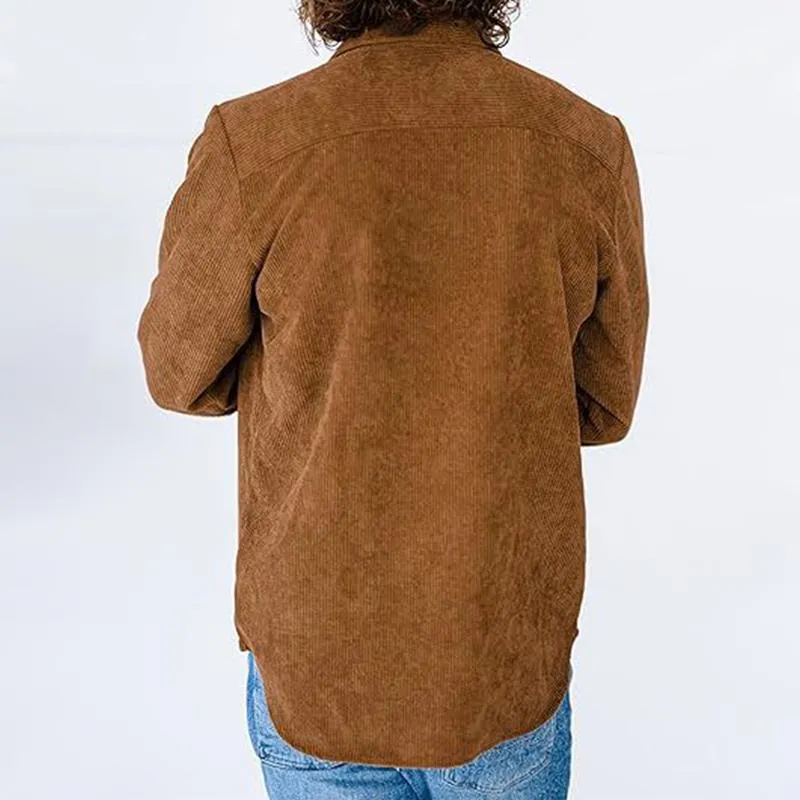 Men's Retro Corduroy Solid Color Lapel Long Sleeve Casual Shirt 19962457Z sold by Manly product image thumbnail 4