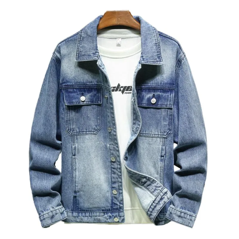 Men's Casual Washed Denim Lapel Jacket 00466920X sold by Manly
