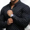 Men's Lapel Geometric Print Long-sleeved Shirt 07666548X sold by Manly