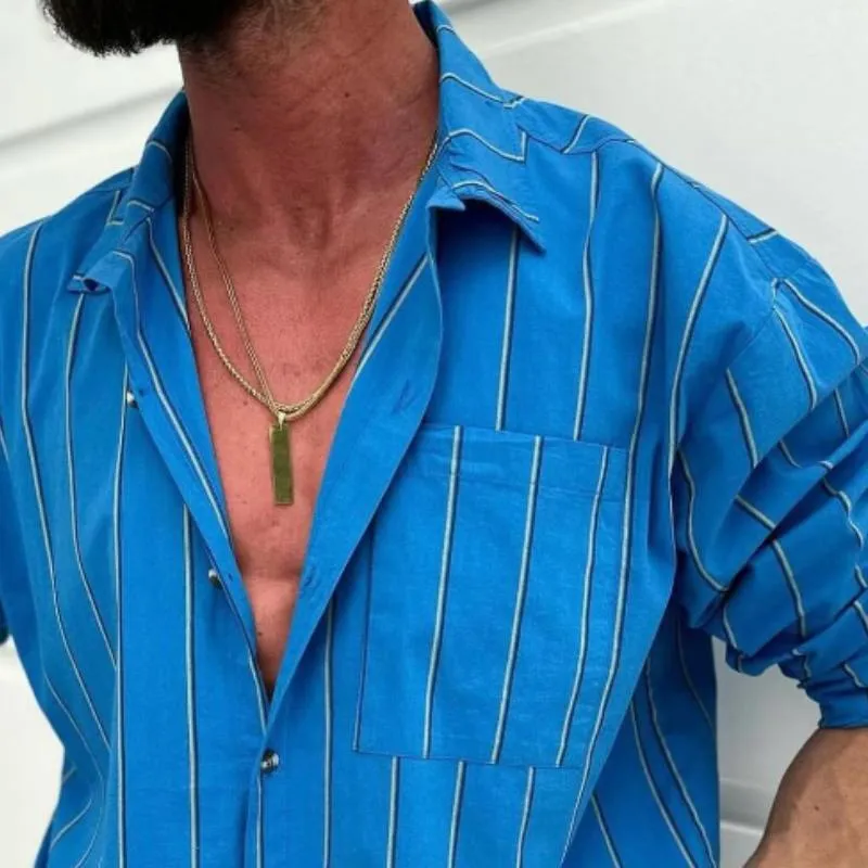 Men's Casual Cotton Linen Lapel Long-sleeved Shirt 58000554TO sold by Manly product image thumbnail 3