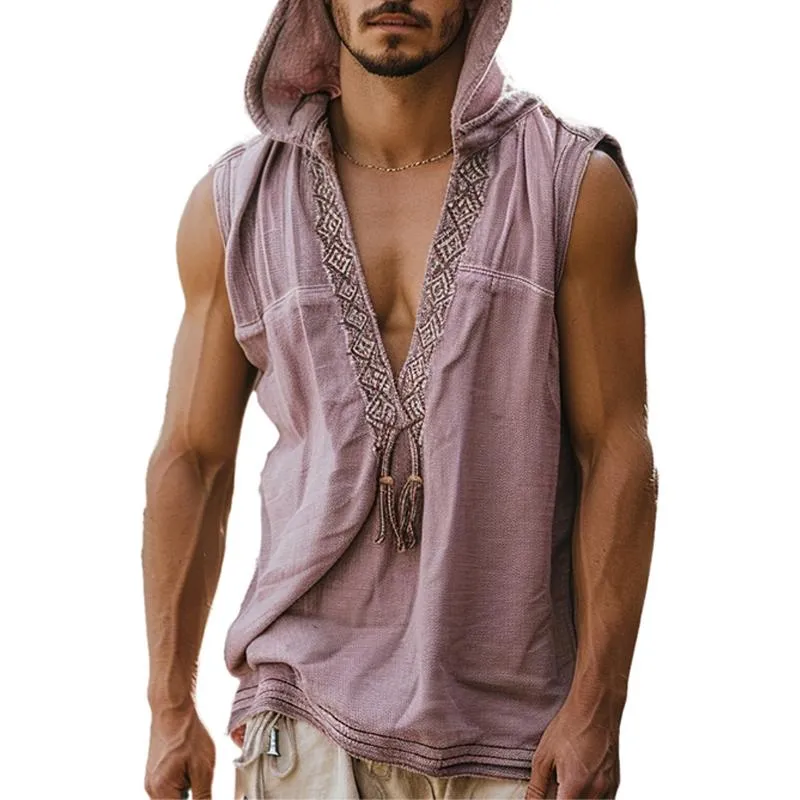 Men's Resort Casual Ethnic Hooded Tank Tops 40934230X sold by Manly