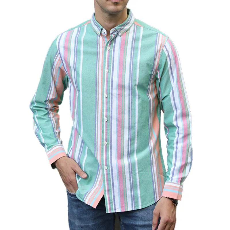 Men's Striped Oxford Long Sleeve Lapel Shirt 85246758X sold by Manly