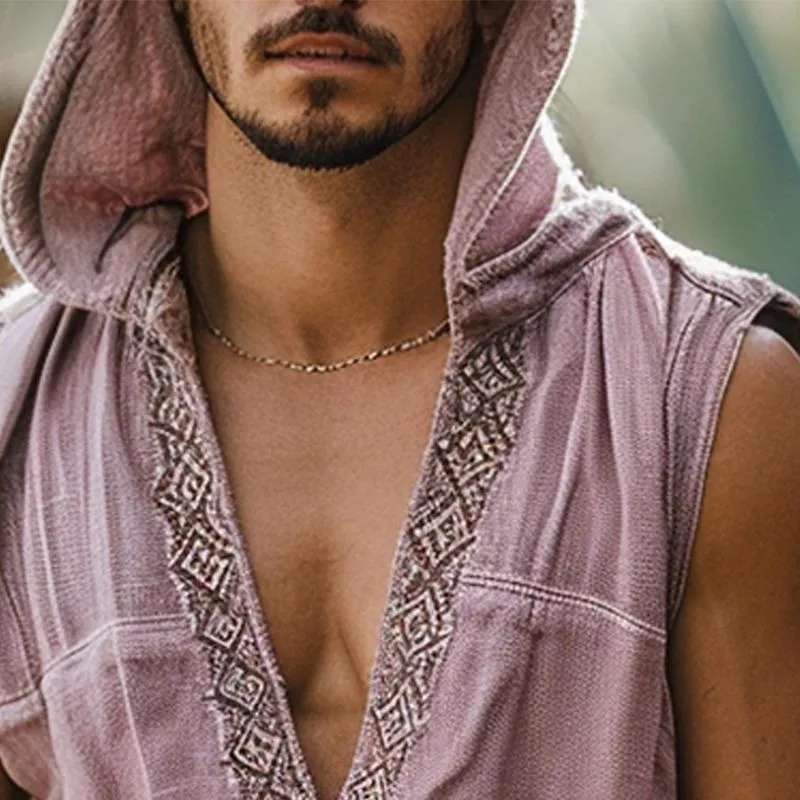 Men's Resort Casual Ethnic Hooded Tank Tops 40934230X sold by Manly product image thumbnail 3