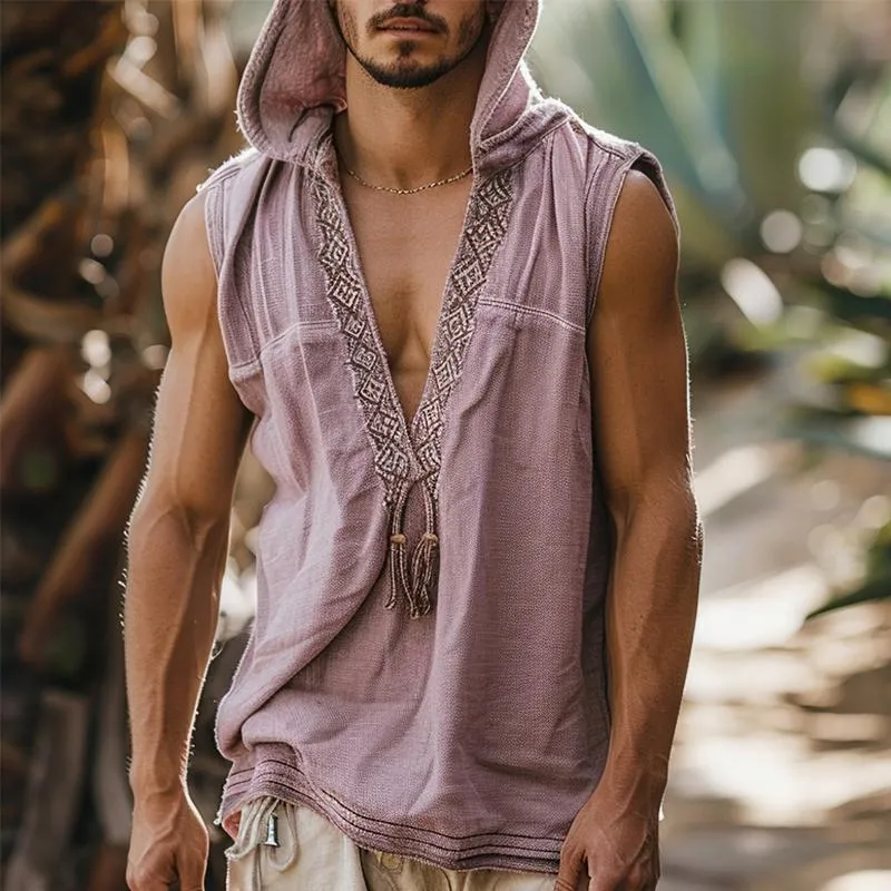 Men's Resort Casual Ethnic Hooded Tank Tops 40934230X sold by Manly product image thumbnail 2