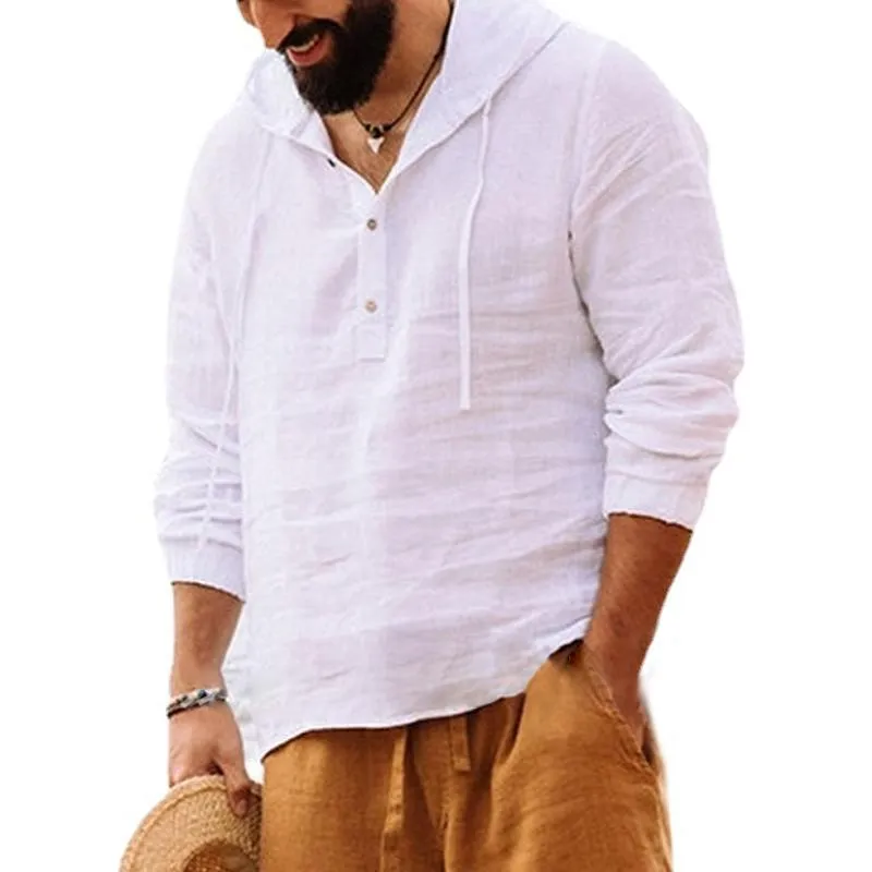 Men's Loose Solid Color Hooded Long Sleeve Shirt 67188289Y sold by Manly product image thumbnail 5