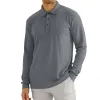 Men's Casual Solid Color Lapel Long Sleeve Polo Shirt 11523451M sold by Manly