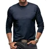 Men's Casual Solid Color Cotton Round Neck Long Sleeve T-Shirt 07432692M sold by Manly