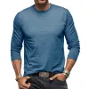 Men's Casual Solid Color Cotton Round Neck Long Sleeve T-Shirt 07432692M sold by Manly