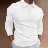 Men's Casual Striped Lapel Long Sleeve Button-Down Polo Shirt 17531195M sold by Manly