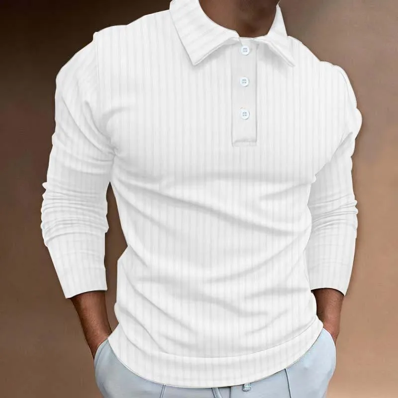 Men's Casual Striped Lapel Long Sleeve Button-Down Polo Shirt 17531195M sold by Manly product image thumbnail 5