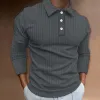 Men's Casual Striped Lapel Long Sleeve Button-Down Polo Shirt 17531195M sold by Manly