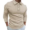Men's Casual Striped Lapel Long Sleeve Button-Down Polo Shirt 17531195M sold by Manly
