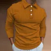 Men's Casual Striped Lapel Long Sleeve Button-Down Polo Shirt 17531195M sold by Manly