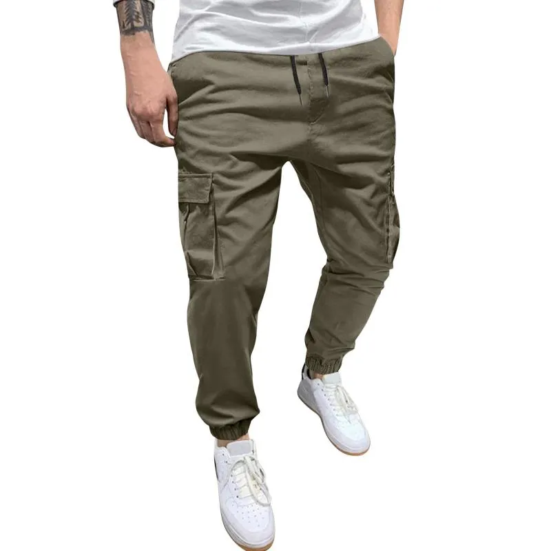 Men's Solid Loose Elastic Waist Multi-pocket Cargo Pants 41551659Z sold by Manly product image thumbnail 4