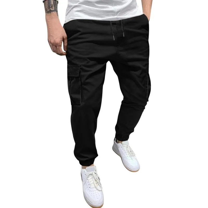 Men's Solid Loose Elastic Waist Multi-pocket Cargo Pants 41551659Z sold by Manly product image thumbnail 3