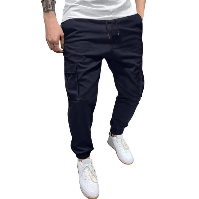 Men's Solid Loose Elastic Waist Multi-pocket Cargo Pants 41551659Z sold by Manly product image thumbnail 2