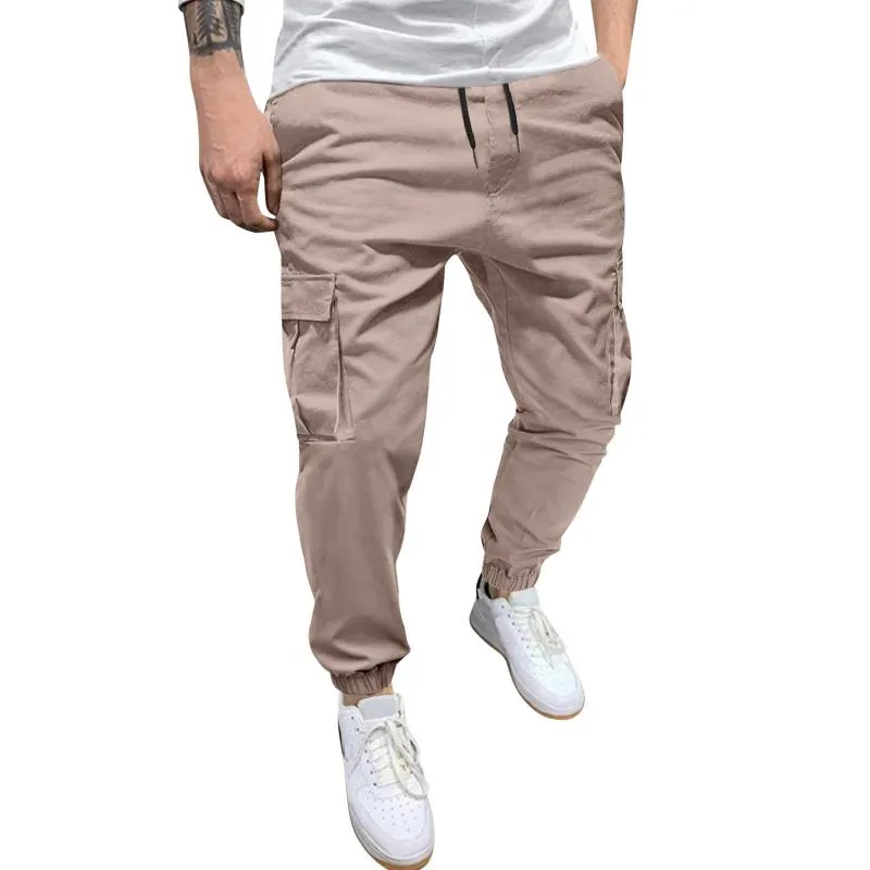 Men's Solid Loose Elastic Waist Multi-pocket Cargo Pants 41551659Z sold by Manly product image thumbnail 5