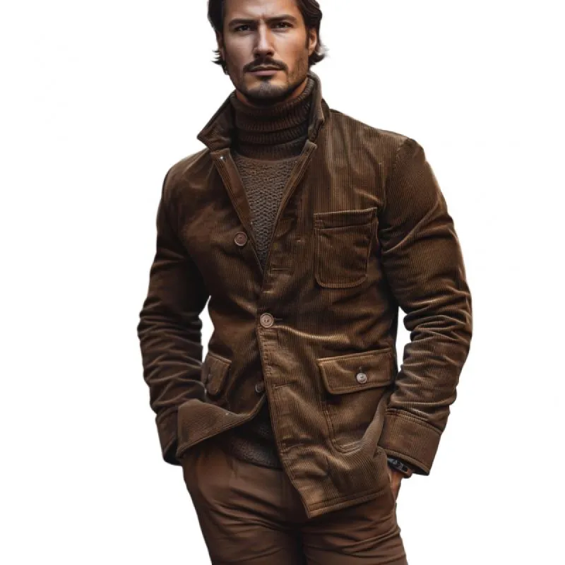 Men's Vintage Notched Lapel Corduroy Single-Breasted Slim Fit Blazer 92383221M sold by Manly