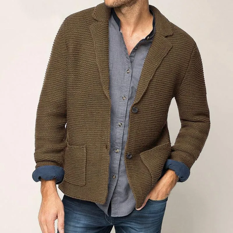 Men's Casual Lapel Long Sleeve Knit Cardigan 90618023M sold by Manly product image thumbnail 2