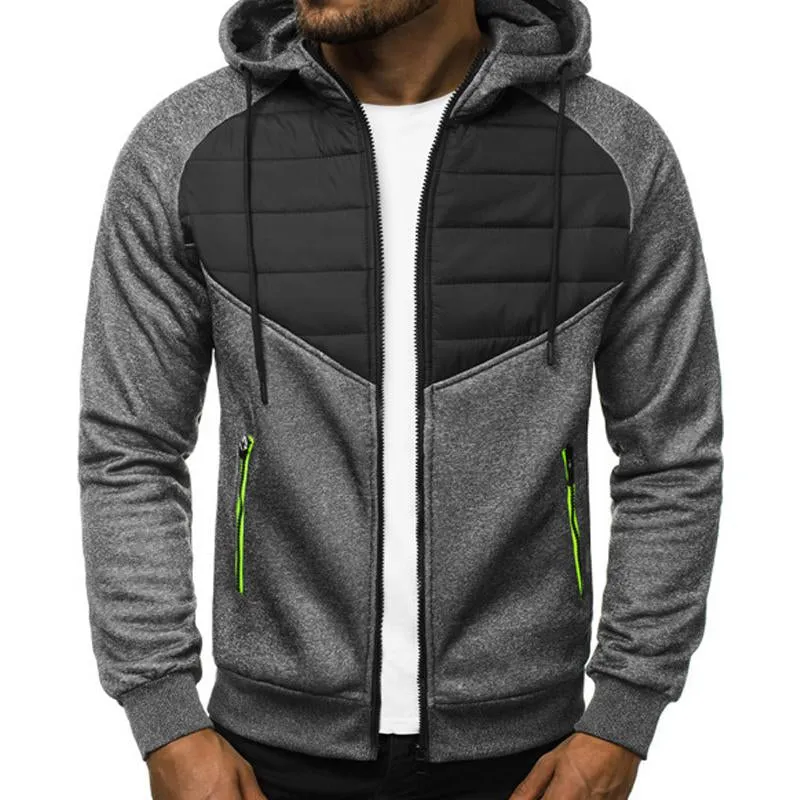 Men's Cotton Splicing Casual Zipper Hooded Jacket 38428441X sold by Manly product image thumbnail 4