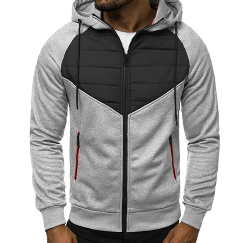 Men's Cotton Splicing Casual Zipper Hooded Jacket 38428441X sold by Manly product image thumbnail 3