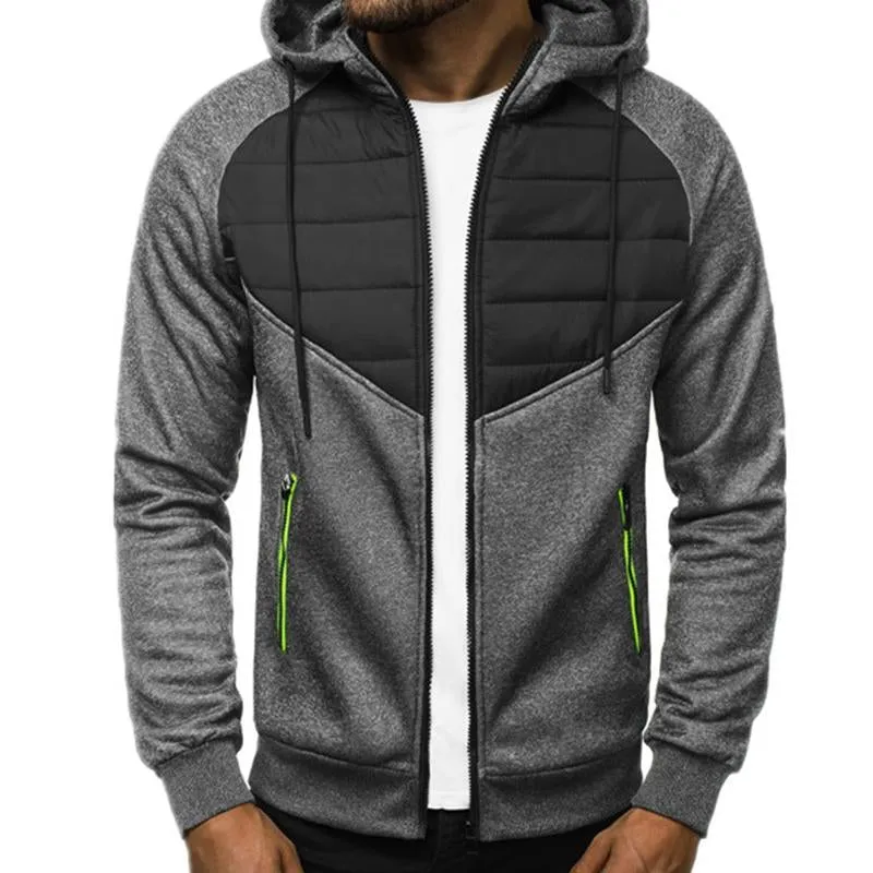 Men's Cotton Splicing Casual Zipper Hooded Jacket 38428441X sold by Manly product image thumbnail 2