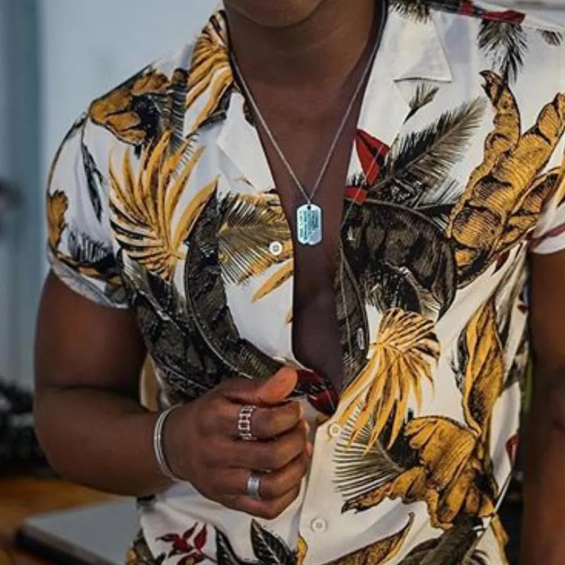 Men's Casual Floral Lapel Short-sleeved Shirt 34173879TO sold by Manly product image thumbnail 3