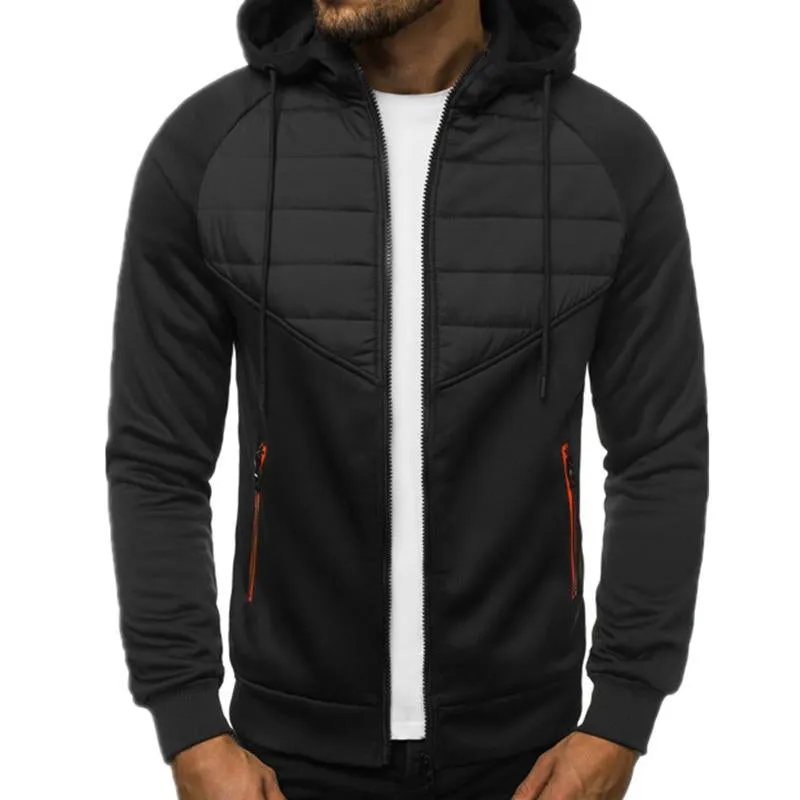 Men's Cotton Splicing Casual Zipper Hooded Jacket 38428441X sold by Manly