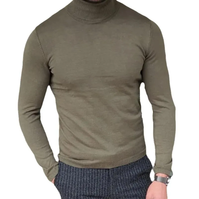 Men's Casual Solid Color Turtleneck Slim Pullover Knitted Sweater 79241187M sold by Manly