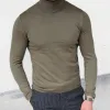 Men's Casual Solid Color Turtleneck Slim Pullover Knitted Sweater 79241187M sold by Manly