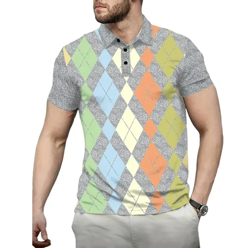 Men's Geometric Print Breathable Short Sleeve POLO Shirt 04626290X sold by Manly product image thumbnail 3