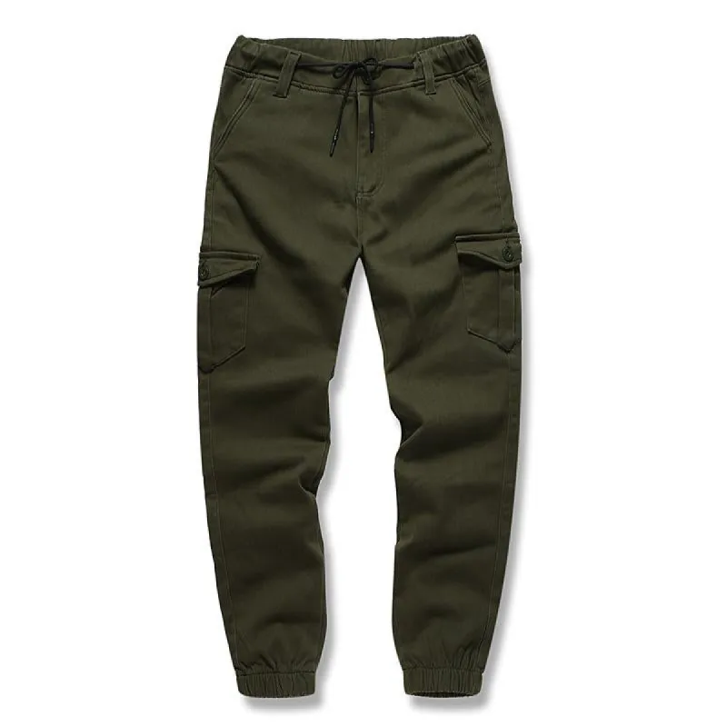 Men's Casual Solid Color Multi-Pocket Cargo Pants 24802725Y sold by Manly