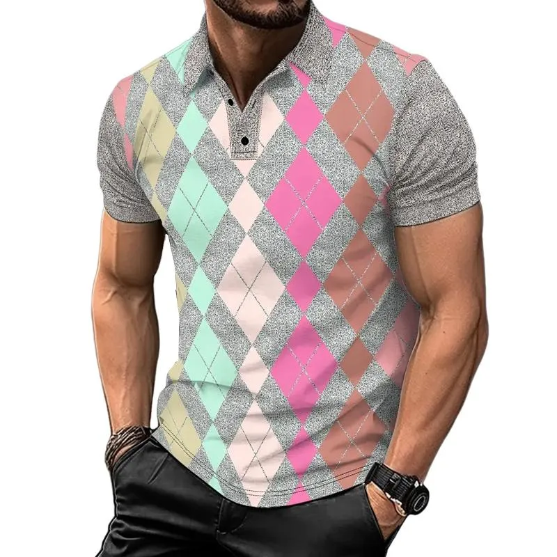 Men's Geometric Print Breathable Short Sleeve POLO Shirt 04626290X sold by Manly product image thumbnail 2