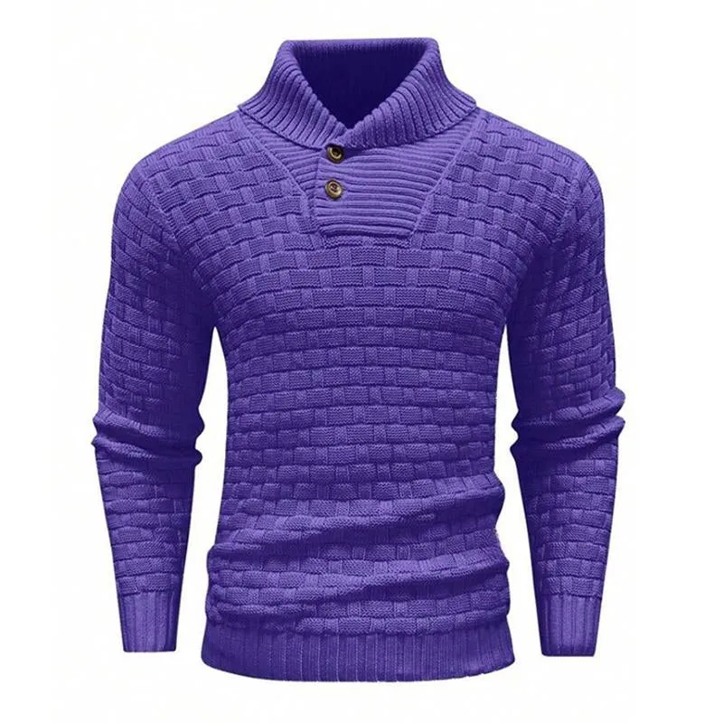 Men's Solid Color Round Neck Pullover Lapel Sweater 19352883X sold by Manly product image thumbnail 5