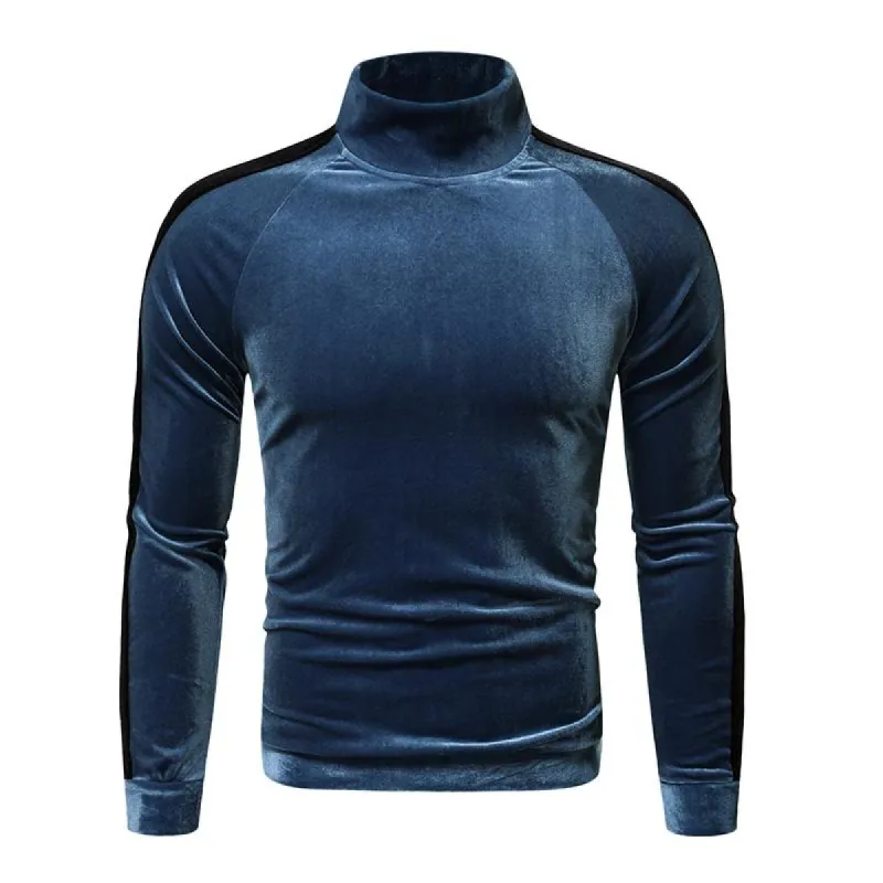 Men's Casual Turtleneck Fleece Warm Colorblock Long Sleeve T-Shirt 04024273M sold by Manly