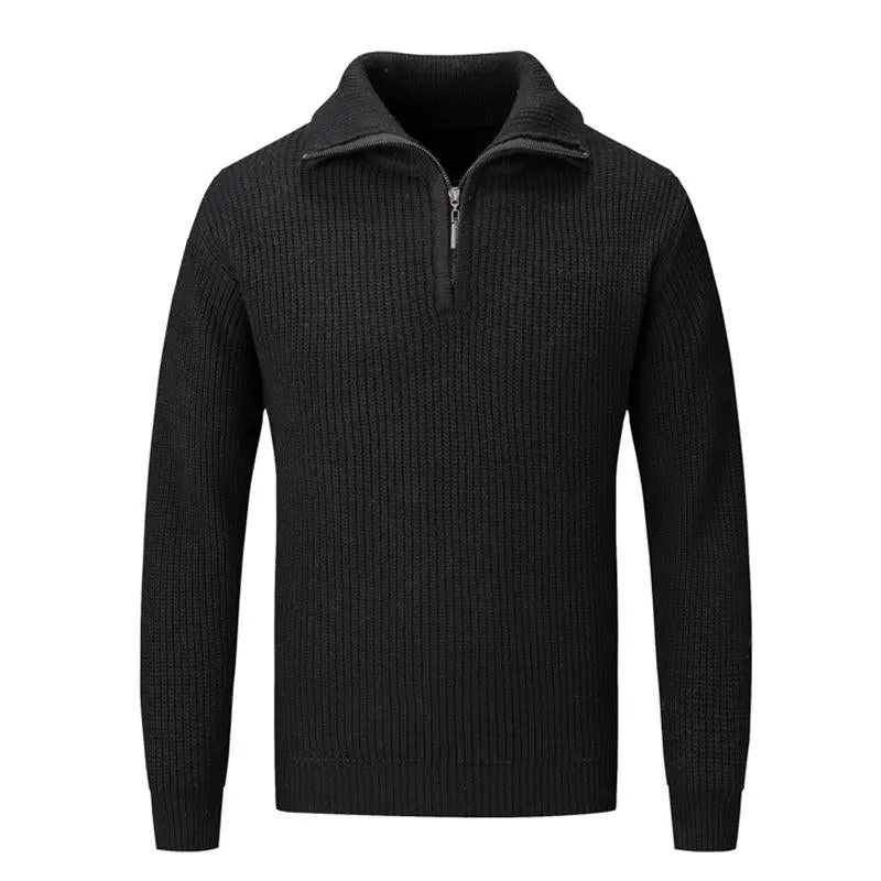 Men's Solid Color Thick Stand Collar Half Zip Pullover Sweater 57203843X sold by Manly product image thumbnail 3