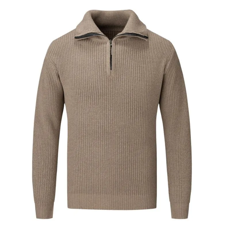 Men's Solid Color Thick Stand Collar Half Zip Pullover Sweater 57203843X sold by Manly