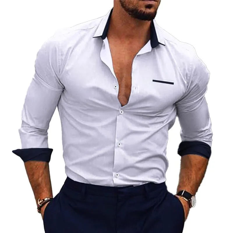 Men's Casual Color Block Printed Long Sleeve Shirt 95482350Y sold by Manly