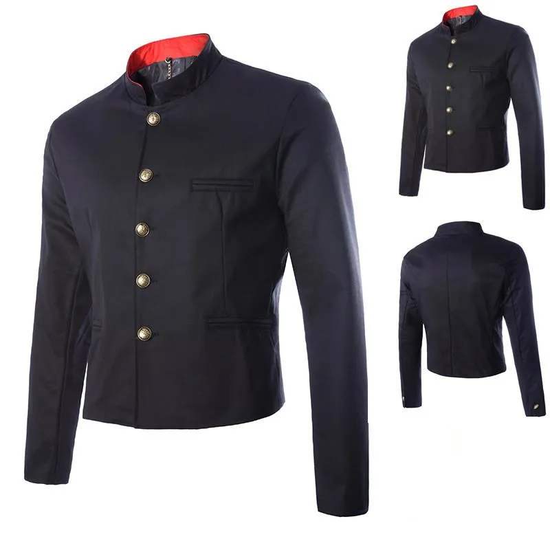Men's Stand Collar Single Breasted Solid Color Jacket 78857104X sold by Manly product image thumbnail 2