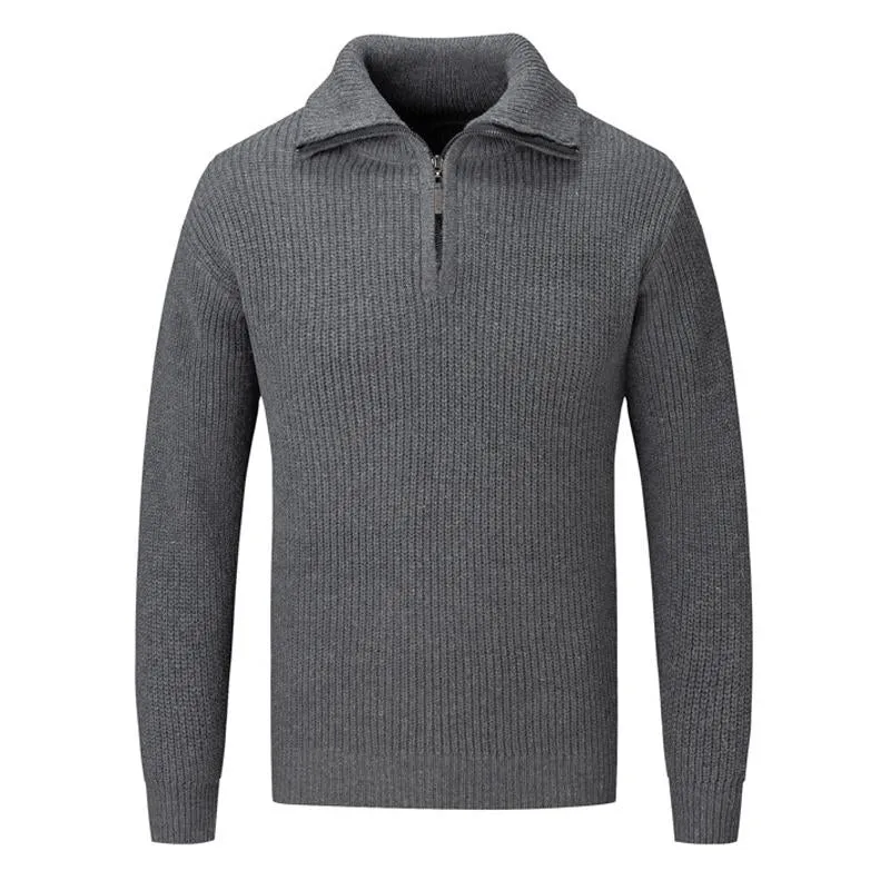 Men's Solid Color Thick Stand Collar Half Zip Pullover Sweater 57203843X sold by Manly product image thumbnail 4
