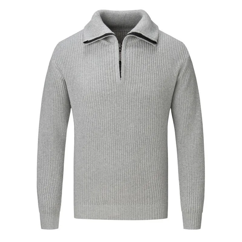 Men's Solid Color Thick Stand Collar Half Zip Pullover Sweater 57203843X sold by Manly product image thumbnail 2