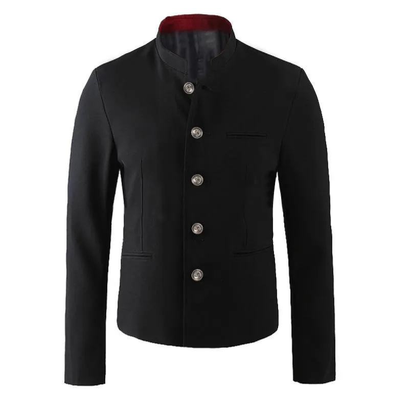 Men's Stand Collar Single Breasted Solid Color Jacket 78857104X sold by Manly