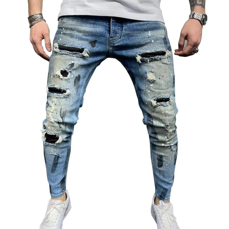 Men's Slim Fit Ripped Pencil Jeans 99534032X sold by Manly