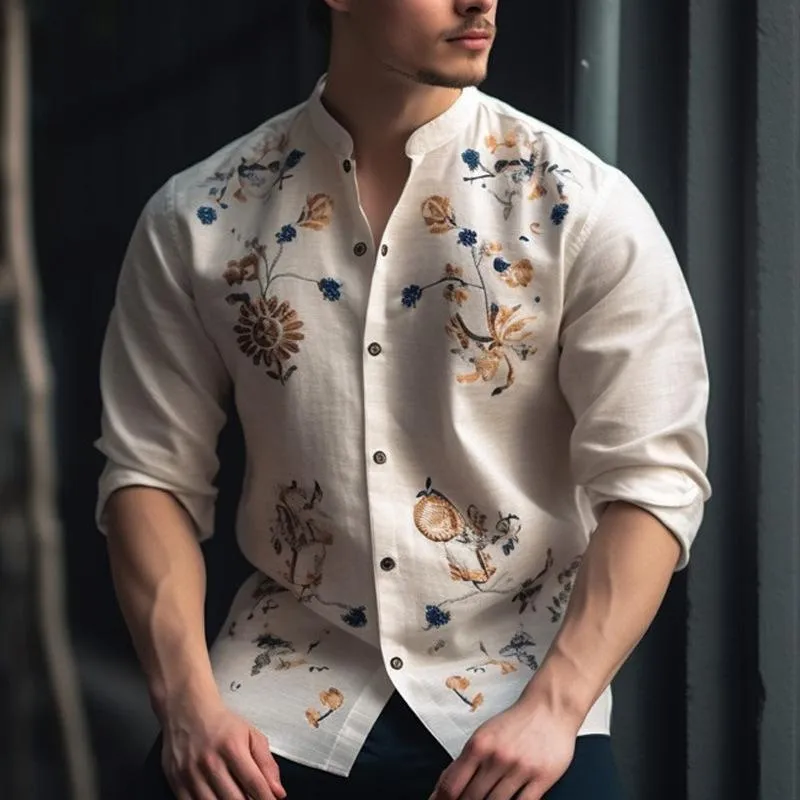 Men's Casual Floral Print Crew Neck Long Sleeve Shirt 16794818Y sold by Manly product image thumbnail 4