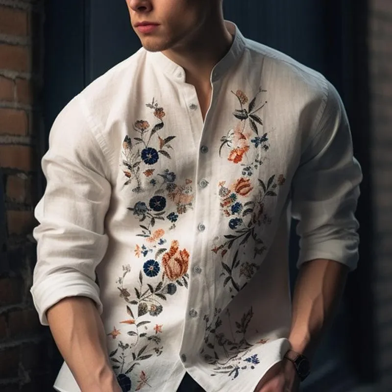 Men's Casual Floral Print Crew Neck Long Sleeve Shirt 16794818Y sold by Manly product image thumbnail 3